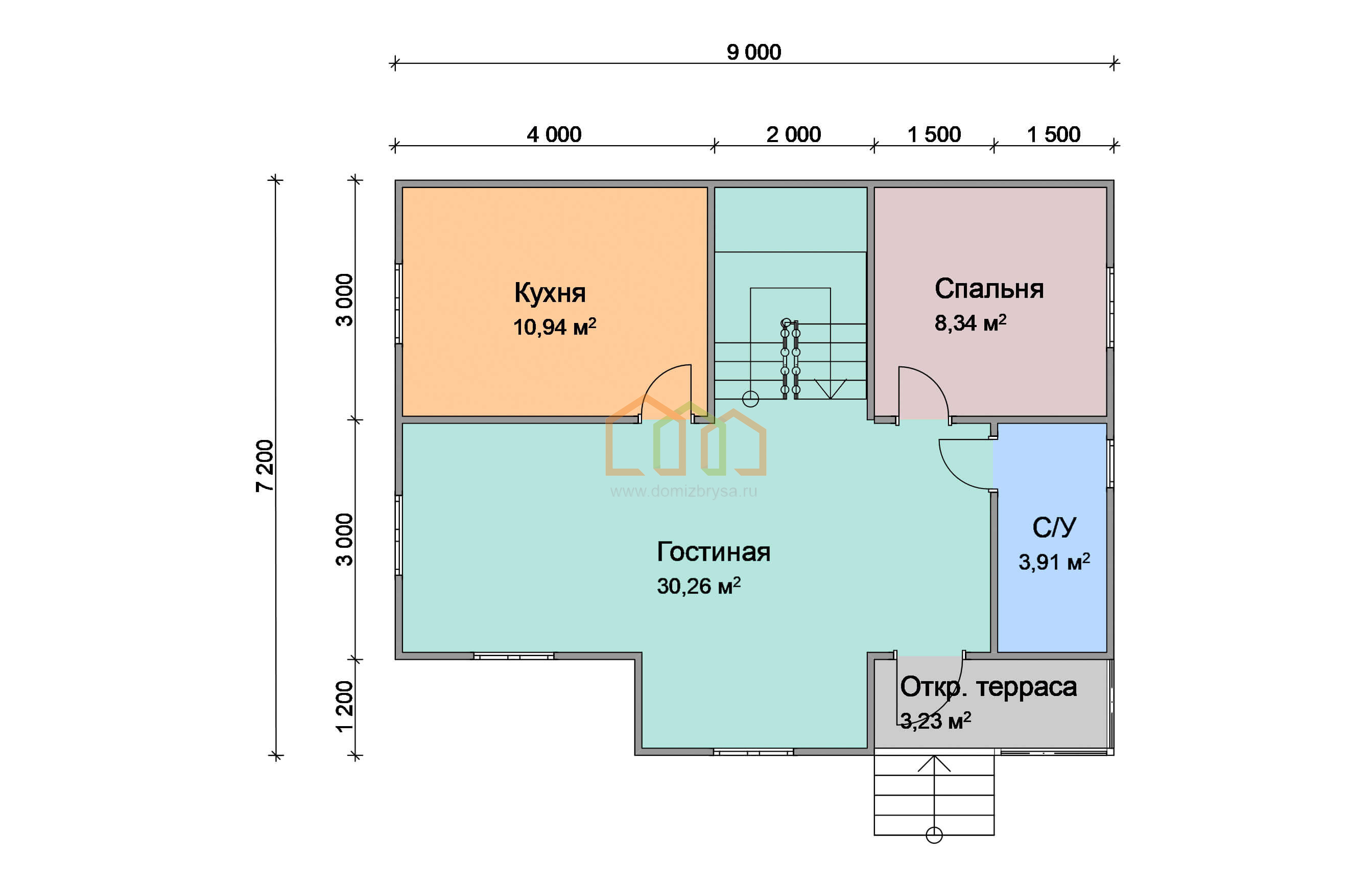 Каркасный дом 7х9 с мансардой - цена 2044000 руб под ключ в Астрахани.  Площадь: 107.7 м² с эркером